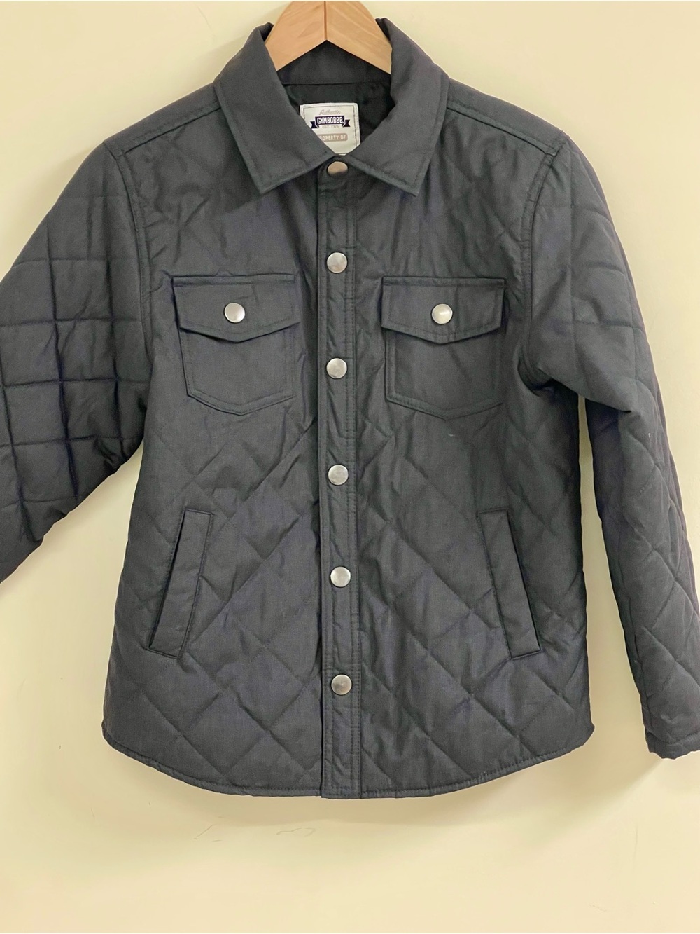 Gymboree Quilted Snap Jacket Gray Boys L 10-12 Lightweight Coat